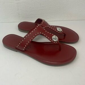 Brighton Alfa Red Leather Thong Sandals, 8